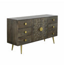  Coast2Coast Brooklyn 77262 Contemporary Solid Mango Wood & Iron Two Door Six Drawer Credenza IMAGE 1