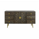  Coast2Coast Brooklyn 77262 Contemporary Solid Mango Wood & Iron Two Door Six Drawer Credenza IMAGE 2