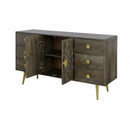  Coast2Coast Brooklyn 77262 Contemporary Solid Mango Wood & Iron Two Door Six Drawer Credenza IMAGE 3