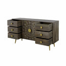  Coast2Coast Brooklyn 77262 Contemporary Solid Mango Wood & Iron Two Door Six Drawer Credenza IMAGE 4