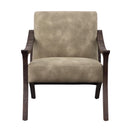  Coast2Coast Taylor 90301 Upholstered Tan Armchair with Wood Frame IMAGE 2