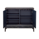  Coast2Coast Boone 90327 Textured Dark Blue Two Door Cabinet with Smoked Glass Inlay IMAGE 4