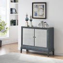  Coast2Coast Boone 90327 Textured Dark Blue Two Door Cabinet with Smoked Glass Inlay IMAGE 7