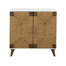  Coast2Coast Amirah 92511 Solid Wood White Two Door Cabinet with Handwoven Jute Details IMAGE 2