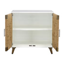  Coast2Coast Amirah 92511 Solid Wood White Two Door Cabinet with Handwoven Jute Details IMAGE 4