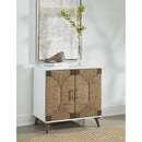  Coast2Coast Amirah 92511 Solid Wood White Two Door Cabinet with Handwoven Jute Details IMAGE 7