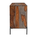  Coast2Coast Halifax 97516 Greystone and Black Powdercoat Farmhouse Three Door Credenza IMAGE 3