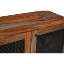  Coast2Coast Halifax 97516 Greystone and Black Powdercoat Farmhouse Three Door Credenza IMAGE 5