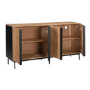  Coast2Coast Easton 97542 Natural and Black Farmhouse Four Door Credenza IMAGE 3