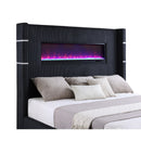  Coaster Furniture Tisdall 306031Q Upholstered Queen Flame Visualizer Bed - Black IMAGE 5