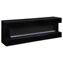  Coaster Furniture Vallerie 710022 71" TV Stand with Visual Flame Box - Black IMAGE 1