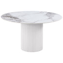  Coaster Furniture Acadia 105580 Round 53-inch Sintered Stone Top Dining Table - White IMAGE 1