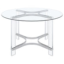  Coaster Furniture Keeling 108501 47-inch Round Glass Top Acrylic Dining Table - Chrome IMAGE 3