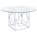  Coaster Furniture Starlight 192561BG Round 54-inch Glass Top Metal Dining Table - Chrome IMAGE 1