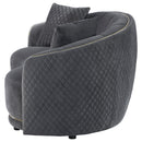  Coaster Furniture Brookside 504845 Velvet Upholstered Curved Loveseat - Dark Grey IMAGE 4