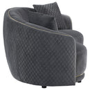  Coaster Furniture Brookside 504845 Velvet Upholstered Curved Loveseat - Dark Grey IMAGE 7