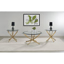  Coaster Furniture Brooke 707887 Round Glass Top Side End Table Metal Base - Brass IMAGE 4