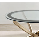  Coaster Furniture Brooke 707887 Round Glass Top Side End Table Metal Base - Brass IMAGE 5