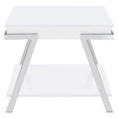  Coaster Furniture Marcia 708157 Rectangular Side End Table - White High Gloss IMAGE 3