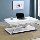  Coaster Furniture Marcia 708158 Rectangular Lift Top Coffee Table - White High Gloss IMAGE 2