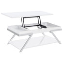  Coaster Furniture Marcia 708158 Rectangular Lift Top Coffee Table - White High Gloss IMAGE 4