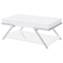  Coaster Furniture Marcia 708158 Rectangular Lift Top Coffee Table - White High Gloss IMAGE 6