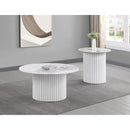  Coaster Furniture Rowena 708338 Round Sintered Stone Coffee Table - White Faux Marble IMAGE 3