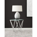  Coaster Furniture Brittania 709737 Square Glass Top Geometric End Table - Nickel IMAGE 2