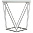  Coaster Furniture Brittania 709737 Square Glass Top Geometric End Table - Nickel IMAGE 3