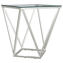  Coaster Furniture Brittania 709737 Square Glass Top Geometric End Table - Nickel IMAGE 4