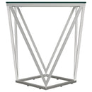  Coaster Furniture Brittania 709737 Square Glass Top Geometric End Table - Nickel IMAGE 5