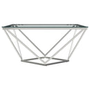  Coaster Furniture Brittania 709738 Square Glass Top Geometric Coffee Table - Nickel IMAGE 3