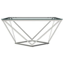  Coaster Furniture Brittania 709738 Square Glass Top Geometric Coffee Table - Nickel IMAGE 5
