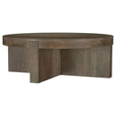 Coaster Furniture Kinkaid 710138 Round Solid Mango Wood Coffee Table - Brown IMAGE 3