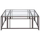  Coaster Furniture Adri 710178 Square Glass Top Coffee Table with Casters - Black Nickel IMAGE 5