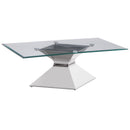  Coaster Furniture Jenny 710208 Glass Top Stainless Steel Coffee Table - Chrome IMAGE 1