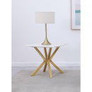  Coaster Furniture Visalia 710217 Faux Marble Top Stainless Steel End Table - Gold IMAGE 2