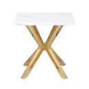  Coaster Furniture Visalia 710217 Faux Marble Top Stainless Steel End Table - Gold IMAGE 3