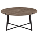  Coaster Furniture Marcus 710298 Round Engineered Wood Coffee Table - Light Brown IMAGE 3