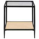  Coaster Furniture Amherst 710657 Glass Top Metal with Cane Shelf End Table - Black IMAGE 3