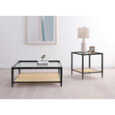  Coaster Furniture Amherst 710657 Glass Top Metal with Cane Shelf End Table - Black IMAGE 5