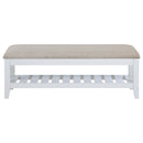  Coaster Furniture Bexhill 223476 Upholstered Rectangular Bench with Shelf - White IMAGE 3