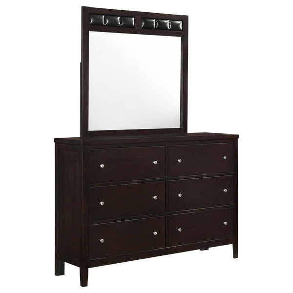  Coaster Furniture Carlton 202093M 6-Drawer Dresser with Mirror - Cappuccino IMAGE 1