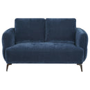  Coaster Furniture Lively 509042 Chenille Upholstered Modern Track Arm Loveseat - Blue IMAGE 2