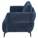  Coaster Furniture Lively 509042 Chenille Upholstered Modern Track Arm Loveseat - Blue IMAGE 4