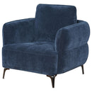  Coaster Furniture Lively 509043 Chenille Upholstered Modern Track Arm Chair - Blue IMAGE 3