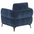  Coaster Furniture Lively 509043 Chenille Upholstered Modern Track Arm Chair - Blue IMAGE 5