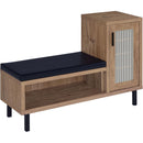  Coaster Furniture Teller 910311 1-door Entryway Shoe Storage Bench - Natural Oak IMAGE 1