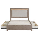  Coaster Furniture Kenora 224850Q 56-inch Queen LED Storage Bed - Barley Brown IMAGE 6