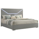  Coaster Furniture Ives 224971KE Eastern King Panel Bed LED Headboard - Grey High Gloss IMAGE 2